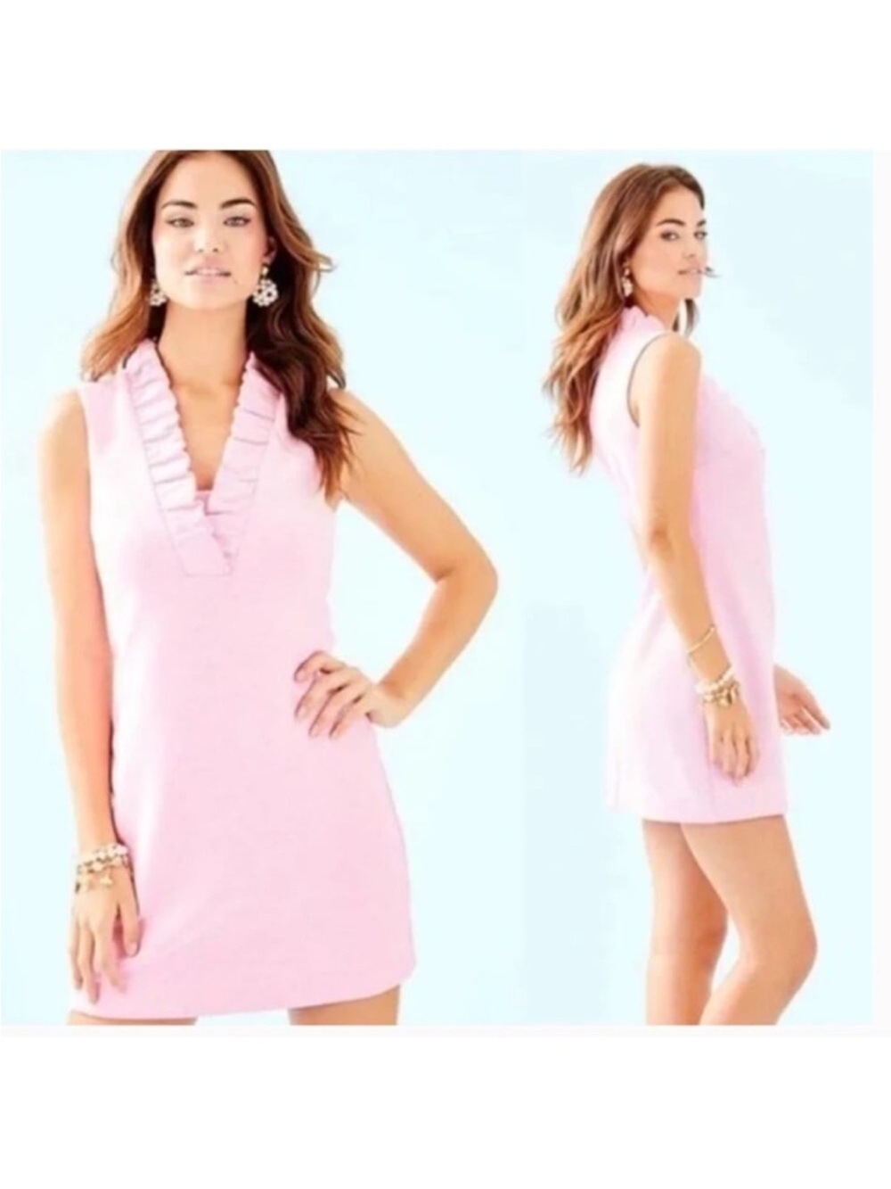 NWT Lilly Pulitzer Tisbury Knit V-Neck Sleeveless Ruffle Detail Sheath Dress